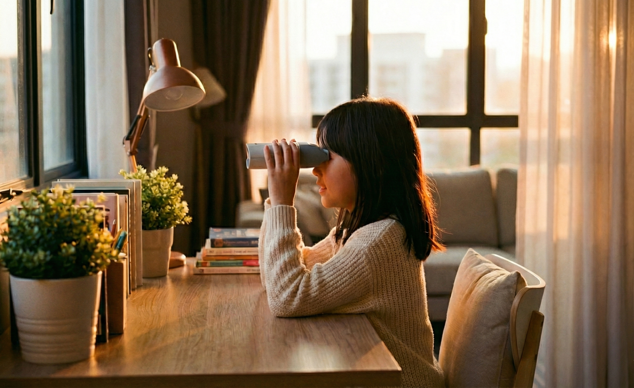 Girl using IZON device